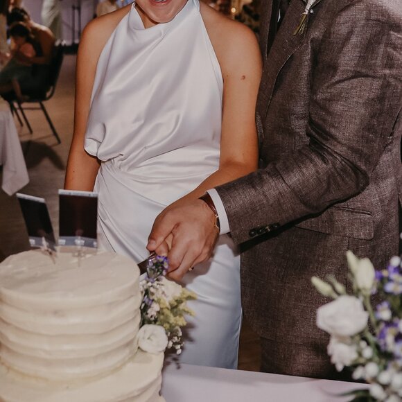 Milla White Mock Neck Sleeveless Low Slit Dress - Picture 2 of 16